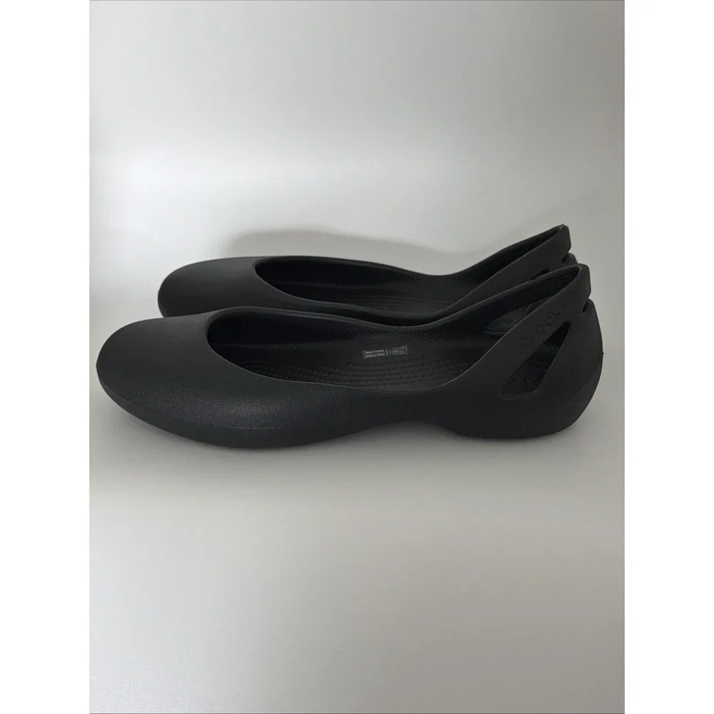Crocs Kadee Ballet Flats Ballerina Shoes Womens Sz 10 Black Comfort Slip On NWOT